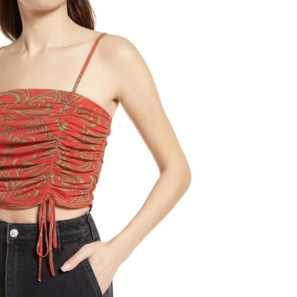 NEW Lisa Says Gah Ruby Wild Hearts Ruched Recycled Mesh Crop Tank Sz. S - Picture 4 of 6